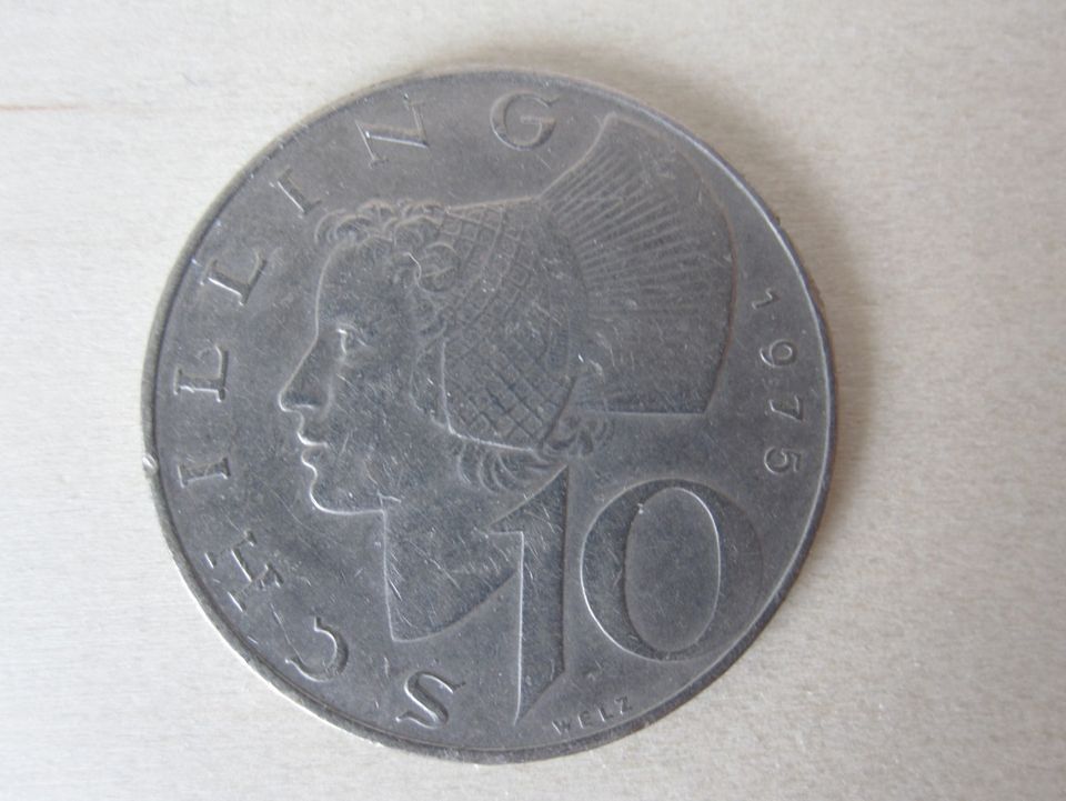 Itävallan 10 shillingin kolikko, v. 1975