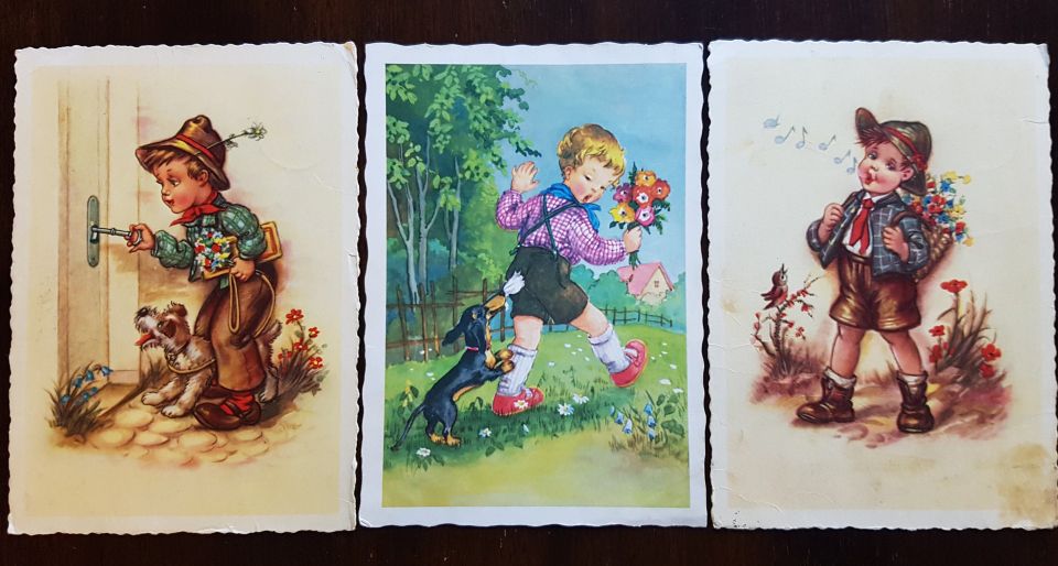 Vanhat postikortit lapsiaihe