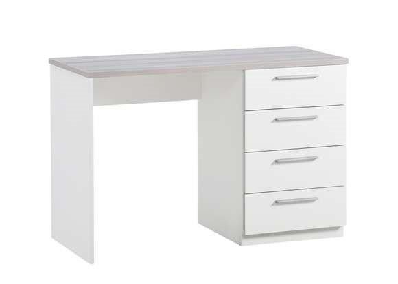 KARO työpöytä 110 cm, valkoinen/hopeajalava