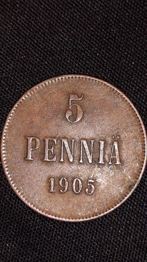 5 pennin keräilykolikko, vuodelta 1905