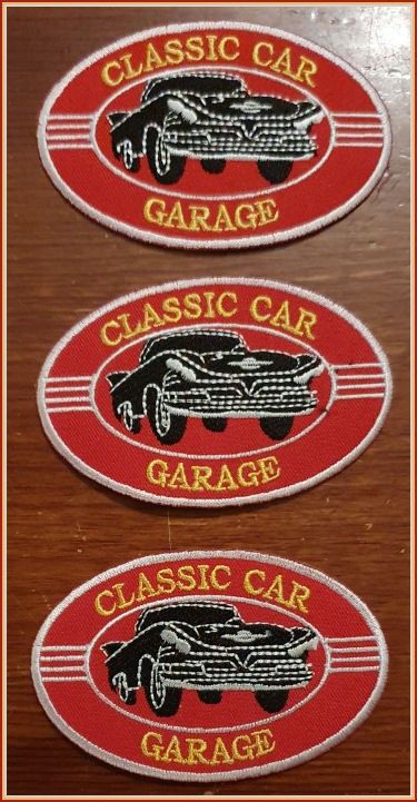 3 kpl CLASSIC CAR GARAGE kangasmerkkejä