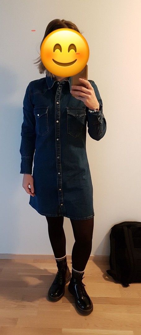 Mango denim mini dress, size S, tummansininen