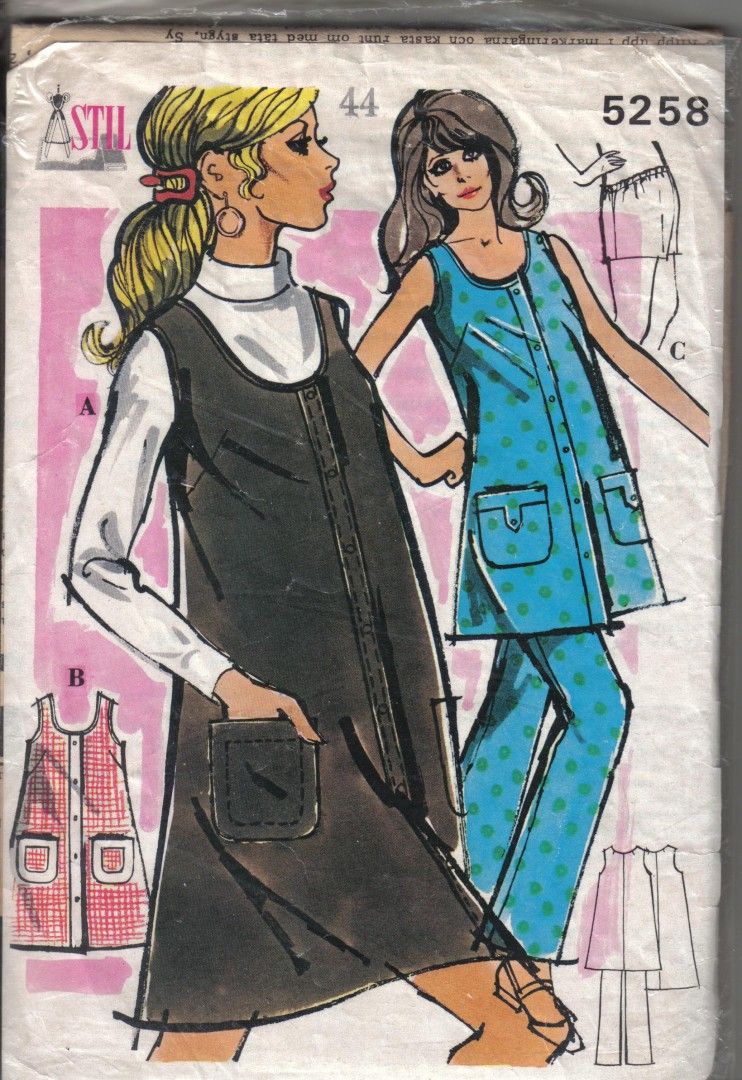 70-luvun kaava.äitiyspuku-jakku ja housut