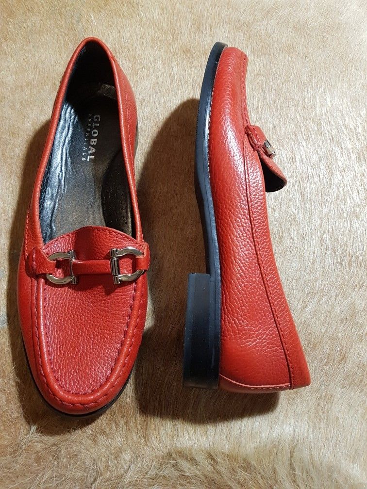 Global täysnahka loaferit punaiset 38/24.5cm (uudet)