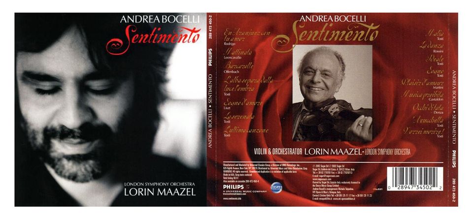 UUSI Andrea Bocelli Sentimento CD (2002) - Ilmainen Toimitus