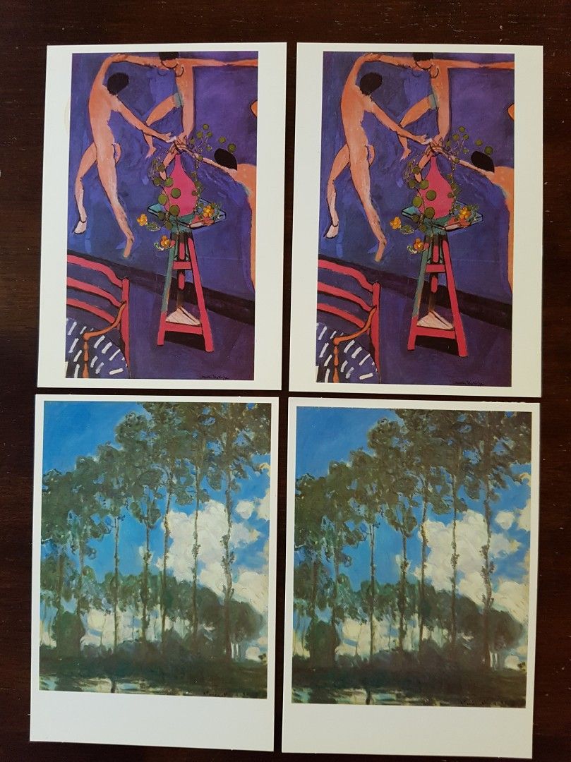 Taidepostikortit 4 kpl Matisse ja Monet