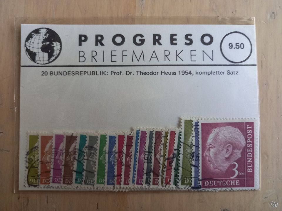 Postimerkkejä Saksan liittotasavalta 1954 20 kpl
