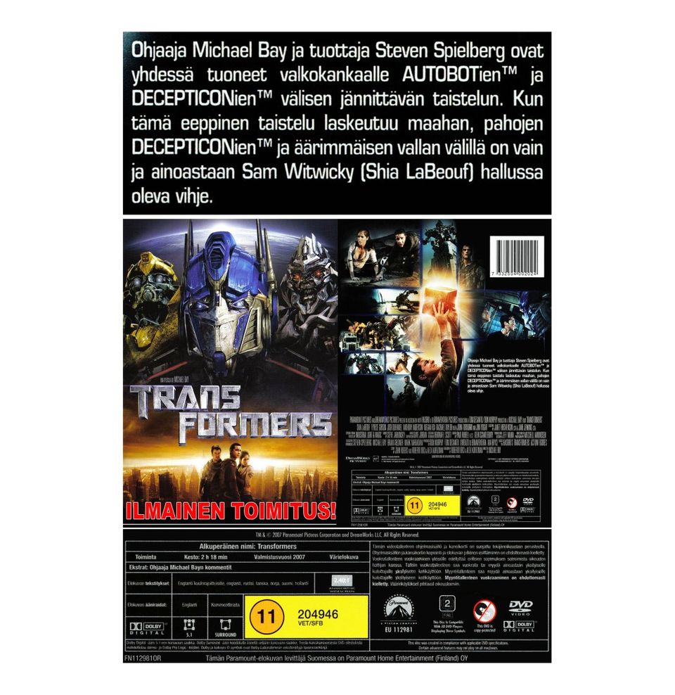 Transformers DVD (2007) - Ilmainen Toimitus