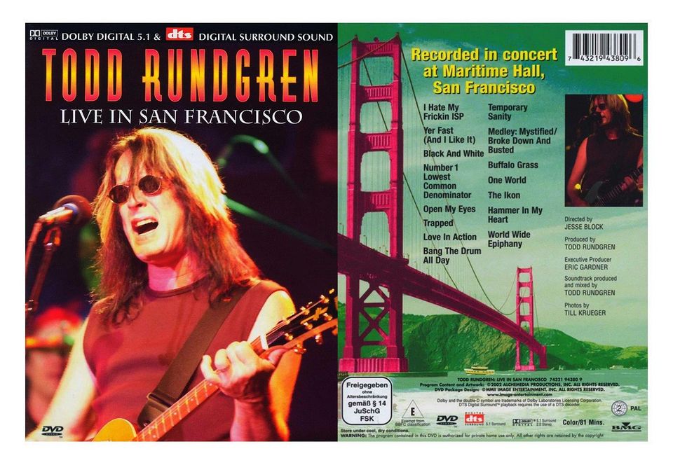UUSI Todd Rundgren Live In San Francisco DVD (2002) - Ilmainen Toimitus