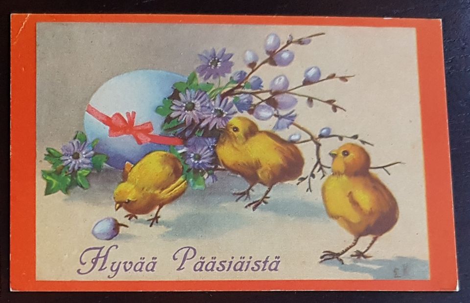 Vintage pääsiäiskortti E. Kojine 40-luku