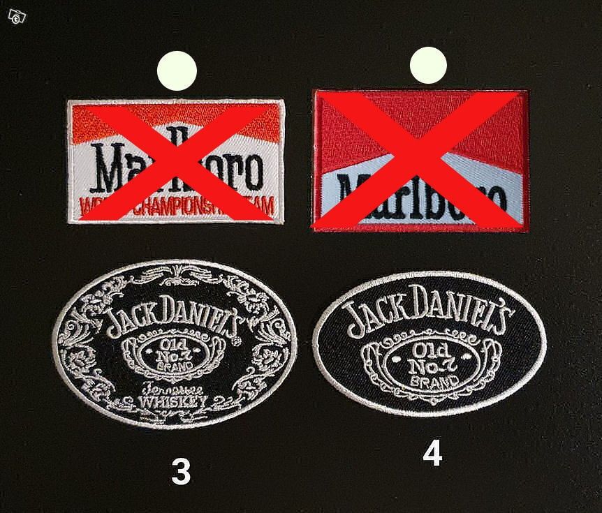 Jack Daniels kangasmerkkejä 2.5e/kpl