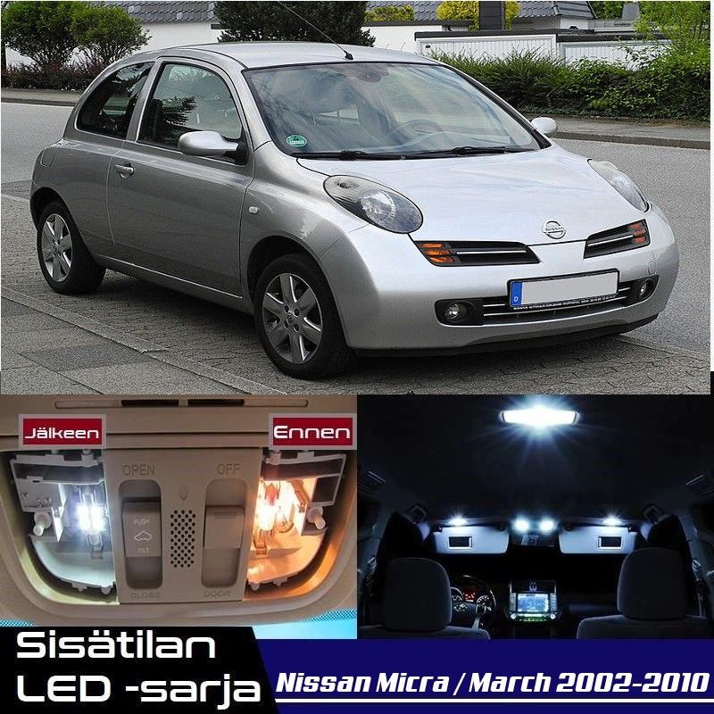 Nissan Micra (K12) Sisätilan LED -muutossarja