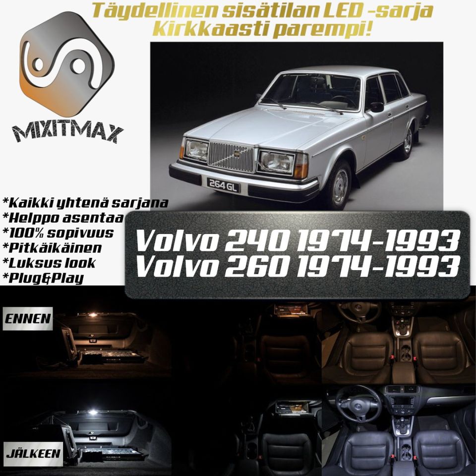 Volvo 240 / 260 Sisätilan LED -muutossarja 6000K ; x6