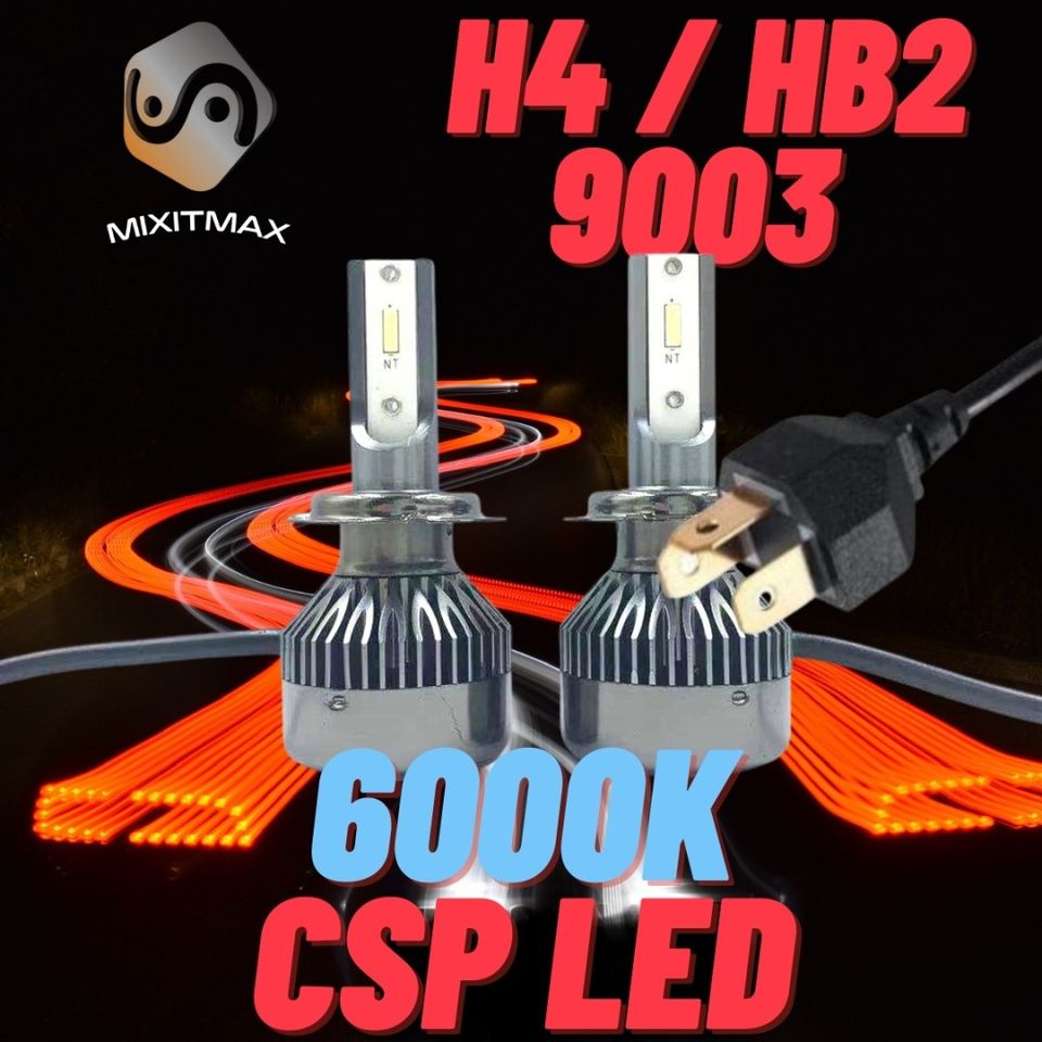 H4 LED Kaukovalot 6400lm 6000K CSP (2kpl sarja)