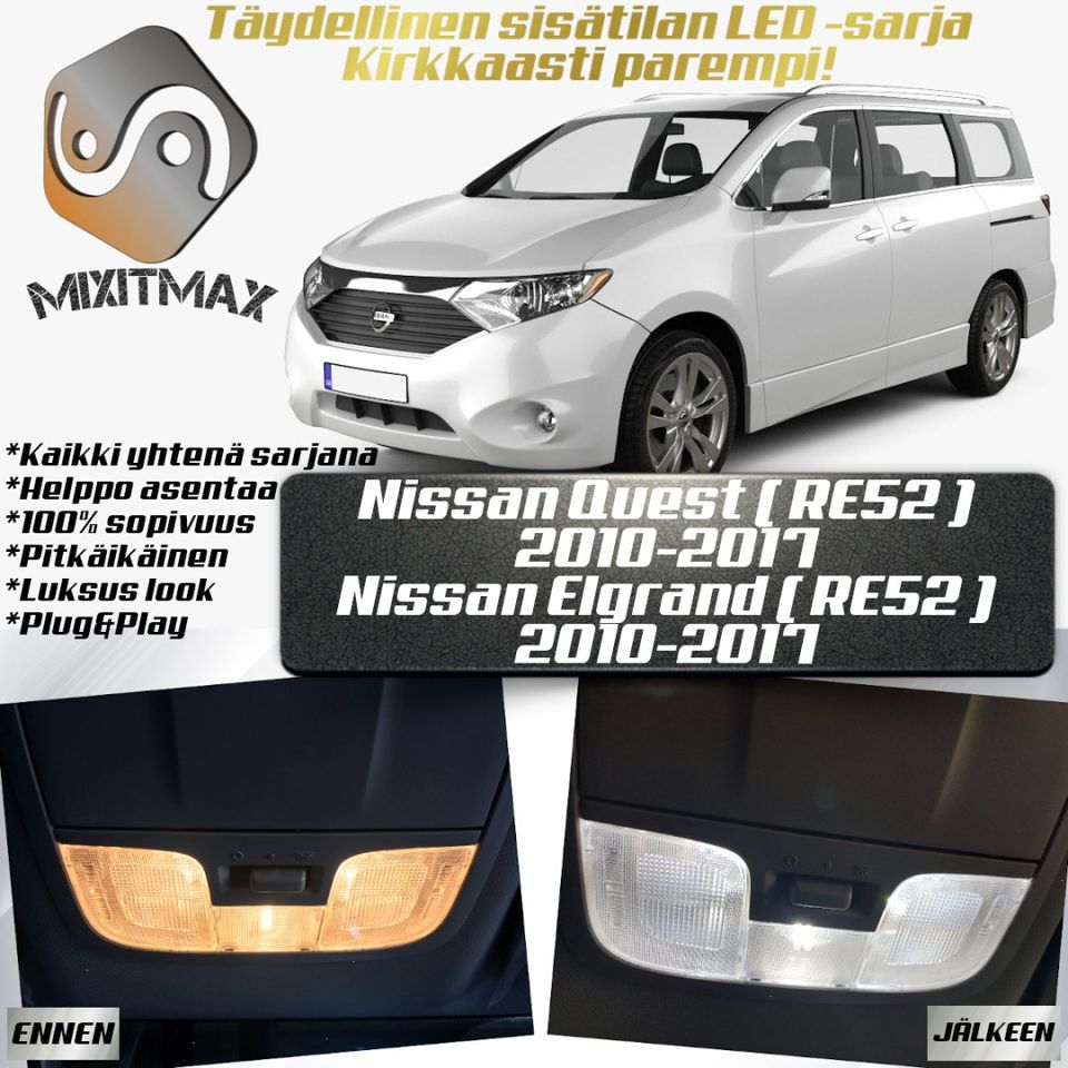 Nissan Quest (RE52) Sisätilan LED -muutossarja