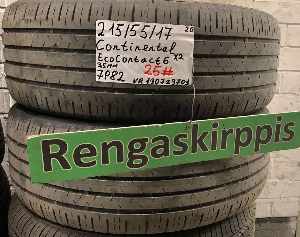 215/55R17 käytetyt kesärenkaat Continental