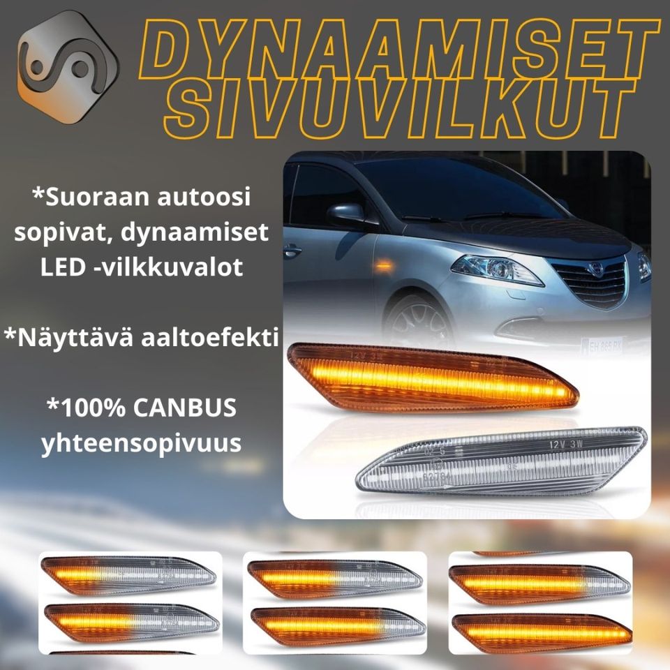 Alfa/Fiat LED Aaltoefekti Sivuvilkut; Tumma/Kirkas