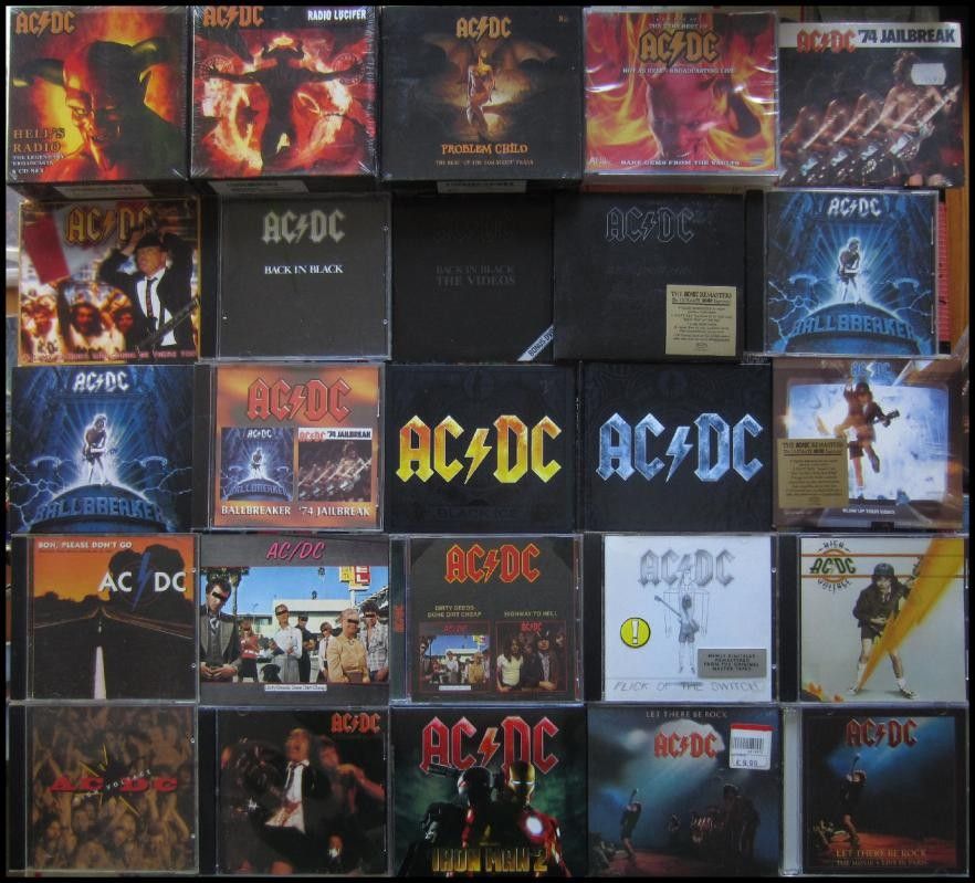 Paljon erilaisia AC/DC cd:eitä osa 1