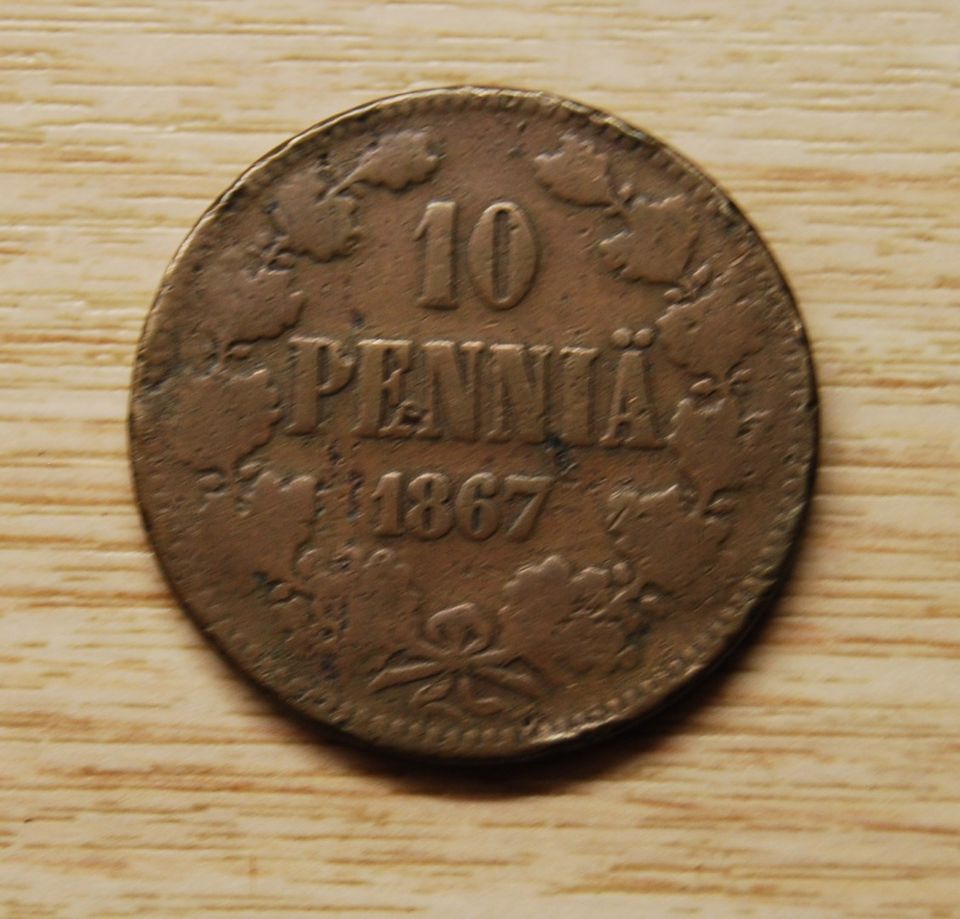 Suomi, 10 penniä 1867 Aleksanteri II Suuriruhtina