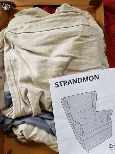 STRANDMON Irtopäällinen nojatuolille, Risane luonnonvärinen UUSI