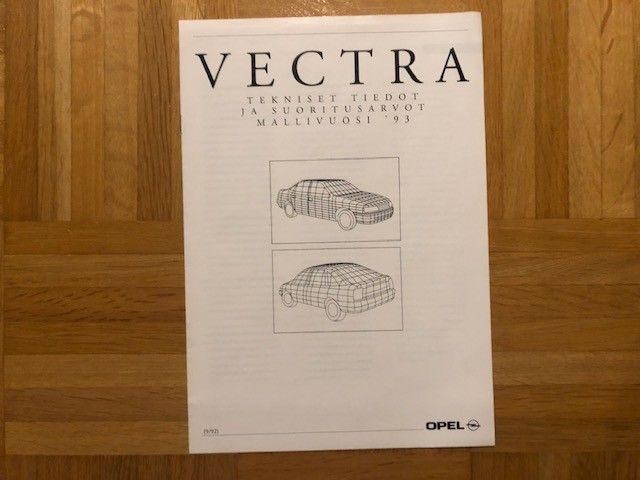 Esite Opel Vectra A tekniset tiedot 1993