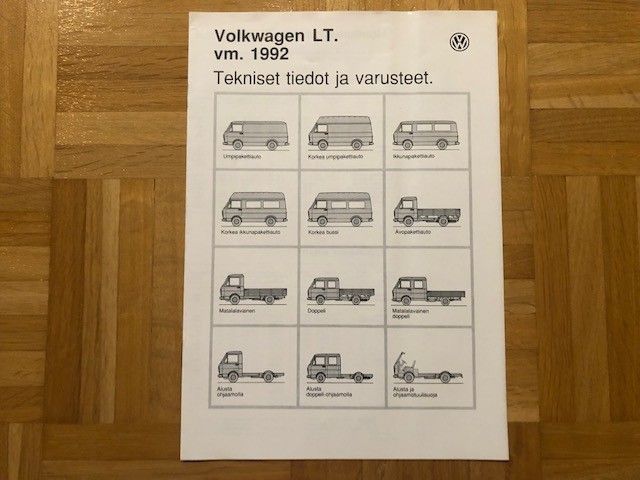 Esite Volkswagen LT 1992 Tekniset tiedot ja varusteet. VW VAG