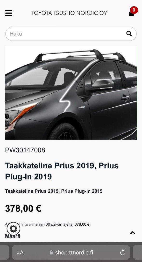 Toyota Prius -15-22  kattotelineet uudet 380€