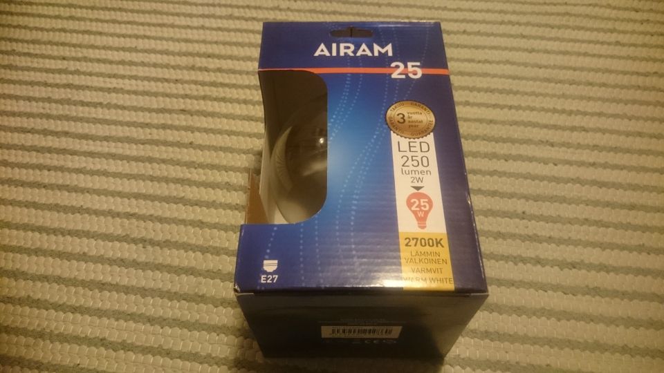 Airam led-lamppu E27 2W 2700K 250lm