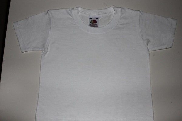 Valkoinen puuvilla T-paita, Fruit of the Loom, koko 92 cm
