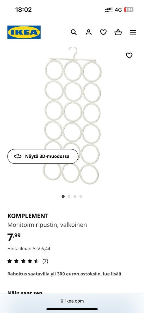 Uusi Ikea KOMPLEMENT monitoimiripustin