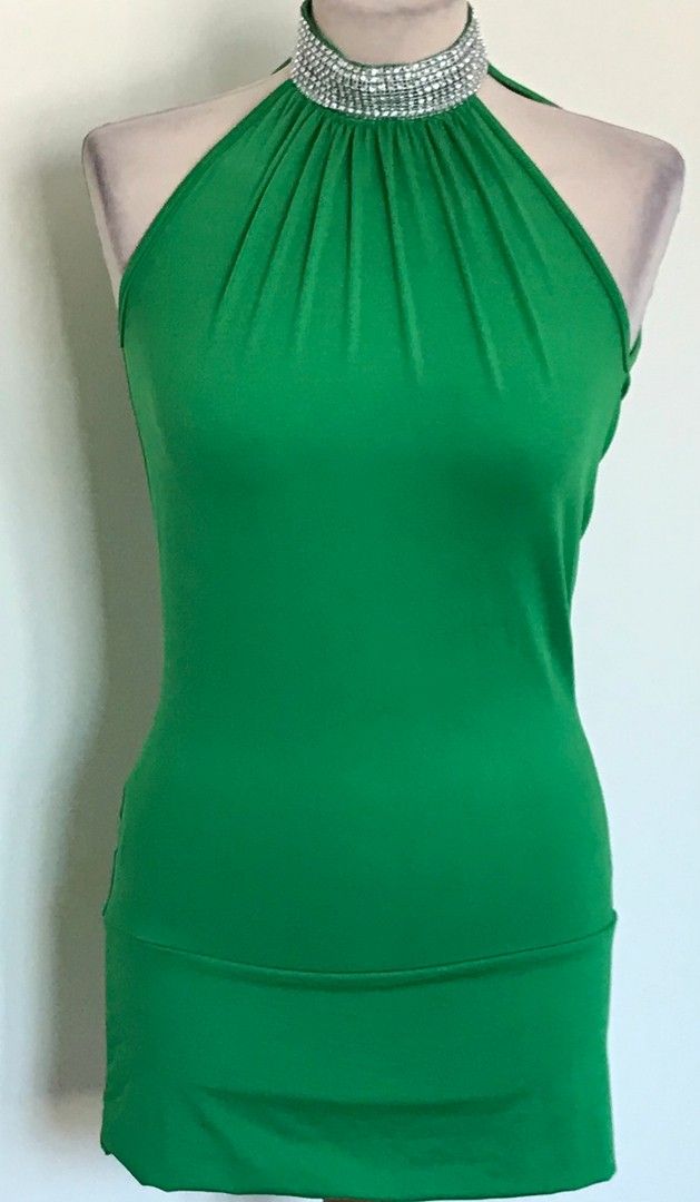 Uusi vihreä strassipääntie mekko