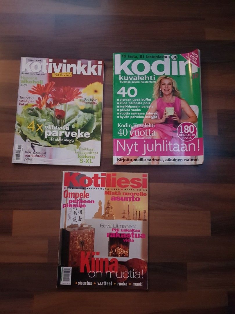 Kotivinkki 5/02 + Kodin kuvalehti 5/07 + Kotiliesi 2/99