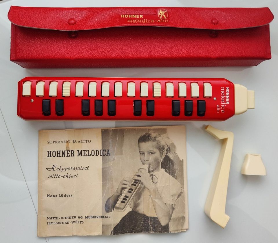 Hohner alto Melodica melodika punainen vintage