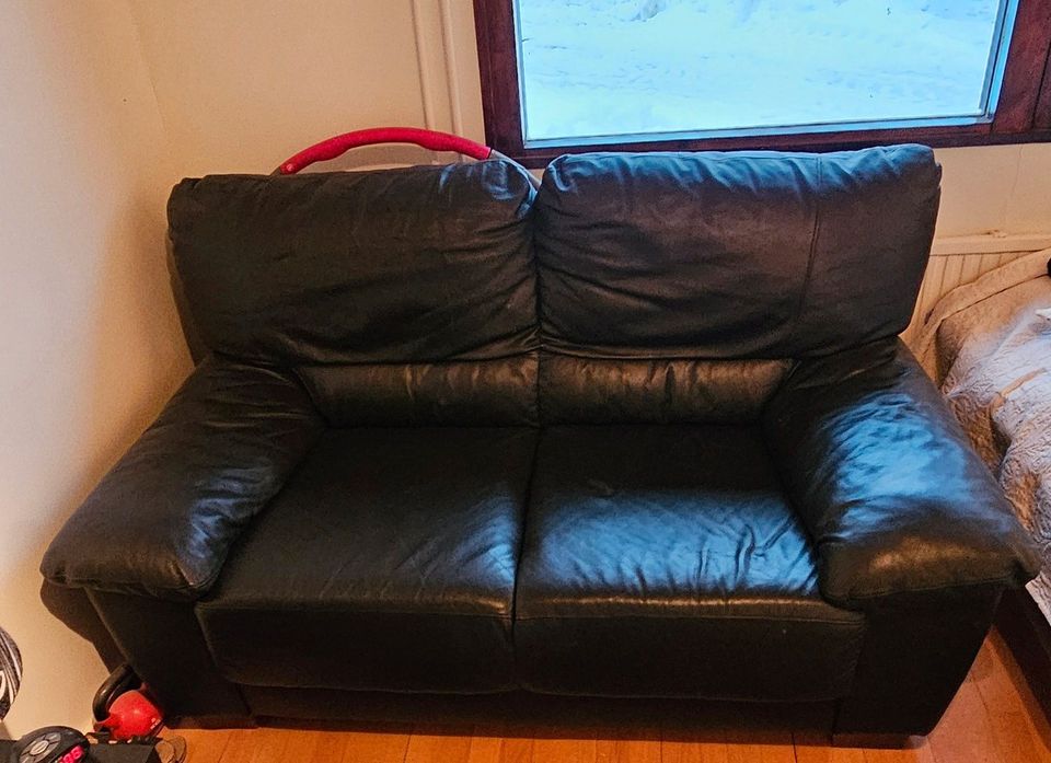 Tumman sininen kahden istuttava sohva