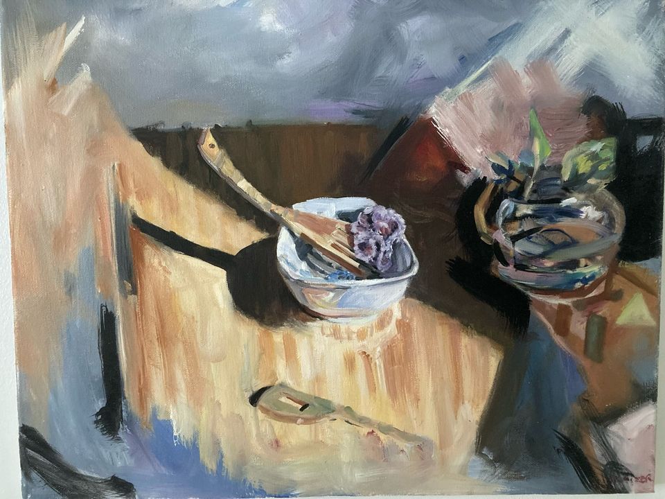 "Lounas/ Lunch " öljymaali/ oil on canvas, 40x50cm