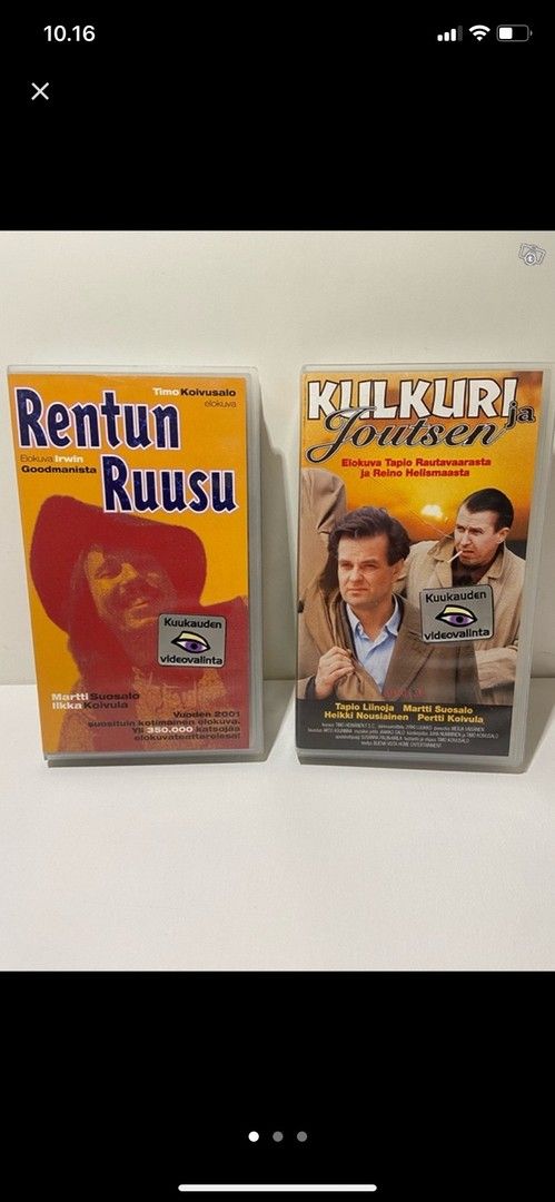 Vhs videokasetit rentun ruusu ja kulkuri ja joutsen elokuvat