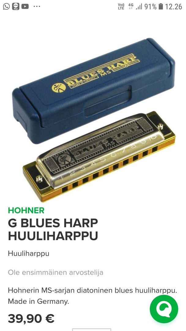 Hohner g blues harp huuliharppu