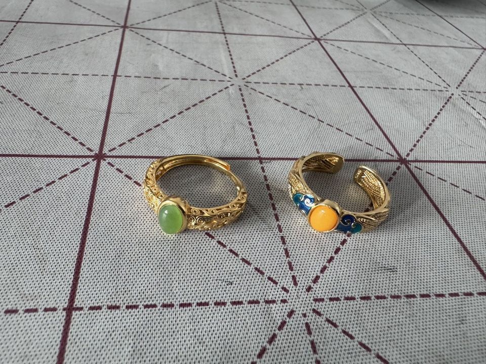 Silver Ring with Amber or Jade