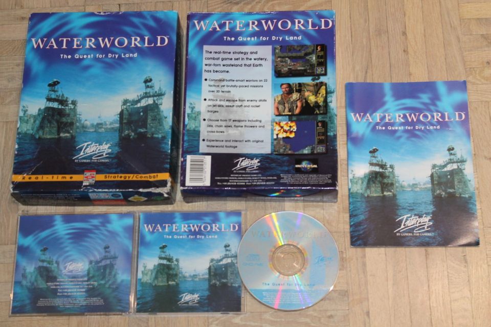 1997 harvinainen vanha PC elokuva peli Waterworld big box cd-rom 90-luku