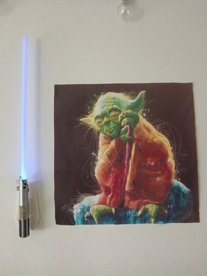 Star Wars valomiekka valo ja Yoda canvasjuliste
