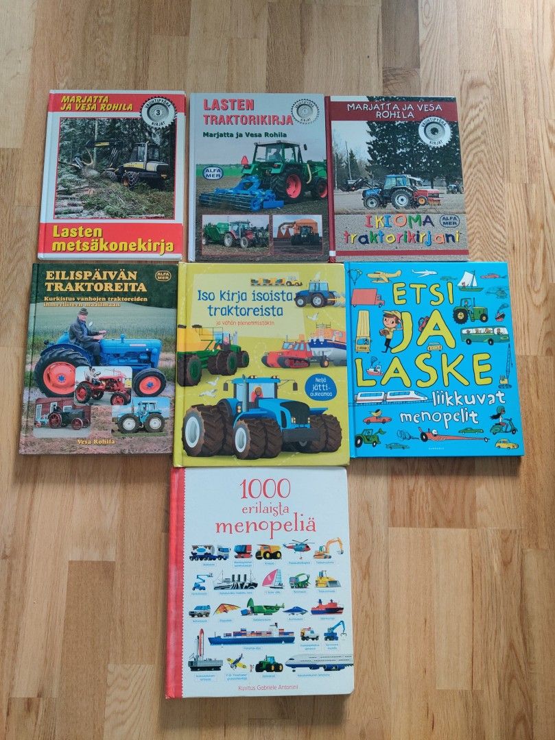 Lasten metsäkone-, traktori- ja menopelikirjat