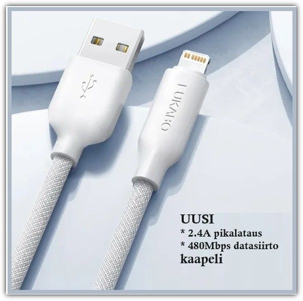 USB A - Lightning iPhone/iPad data/latauskaapeli /1m