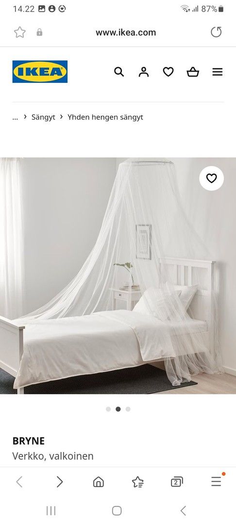 Ikean verkkokatos sänkyyn