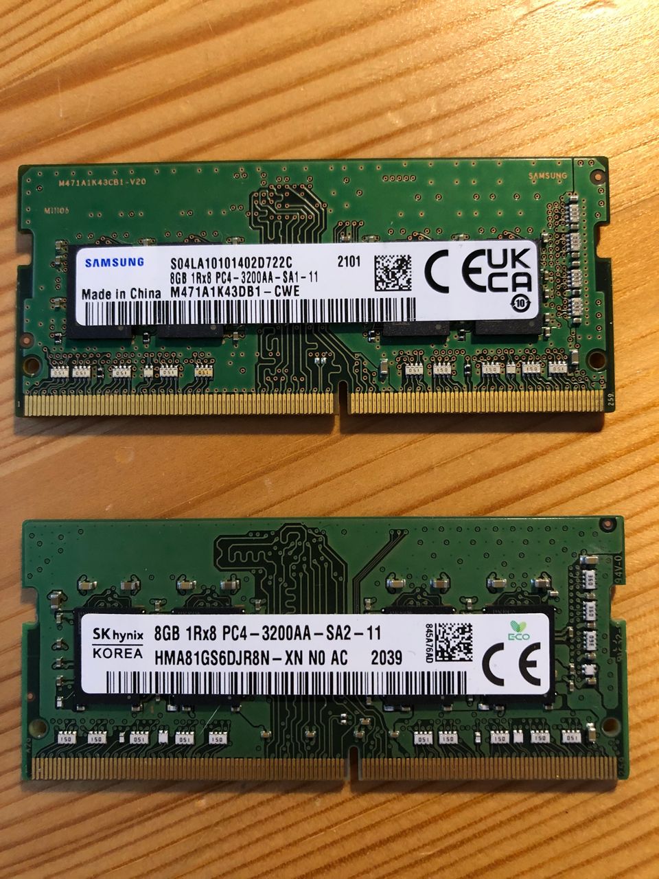 8gb sodimm Samsung ja Hynix