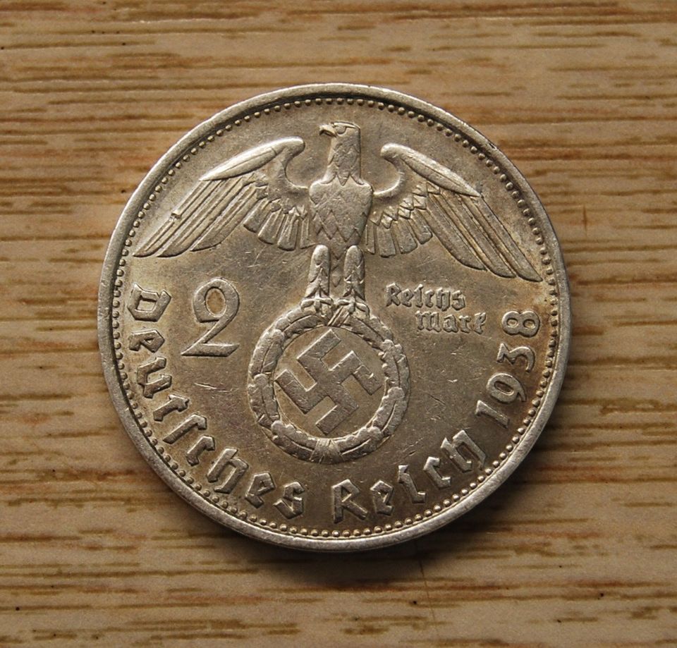 Hopea,NATSISAKSA 2 Reichsmark 1938 Hakaristi,