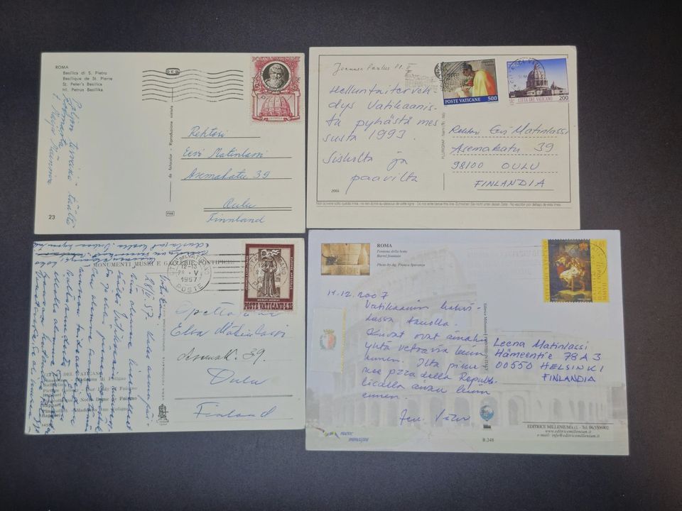 Postimerkkejä; Postilähetyksiä mm Vatikaani, San Marino