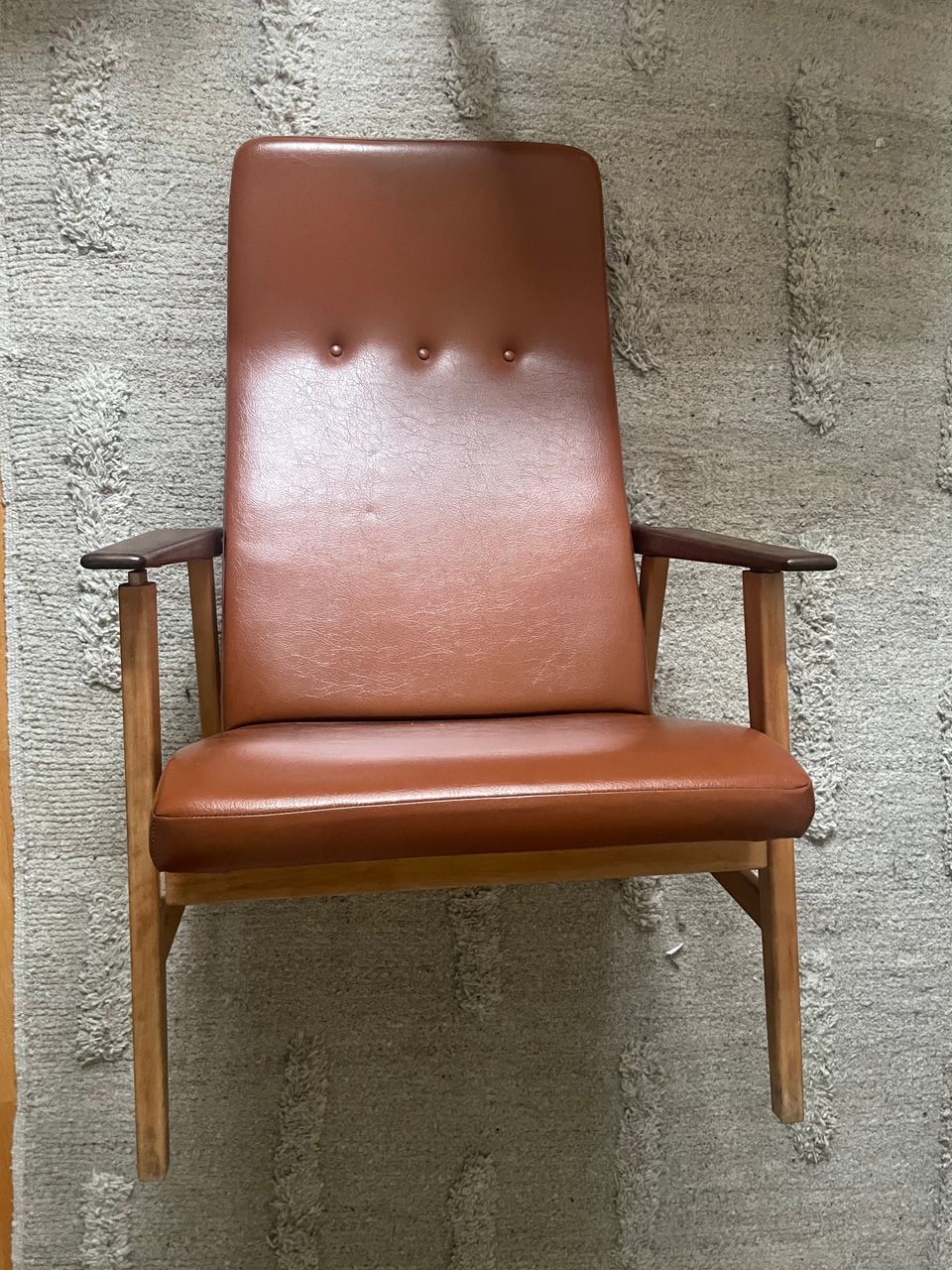 50-luvun/60-luvun nahkainen nojatuoli