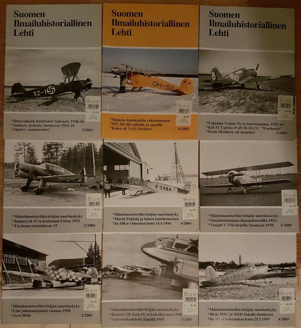 Suomen ilmailuhistoriallinen lehti (paketti, 18 lehteä)