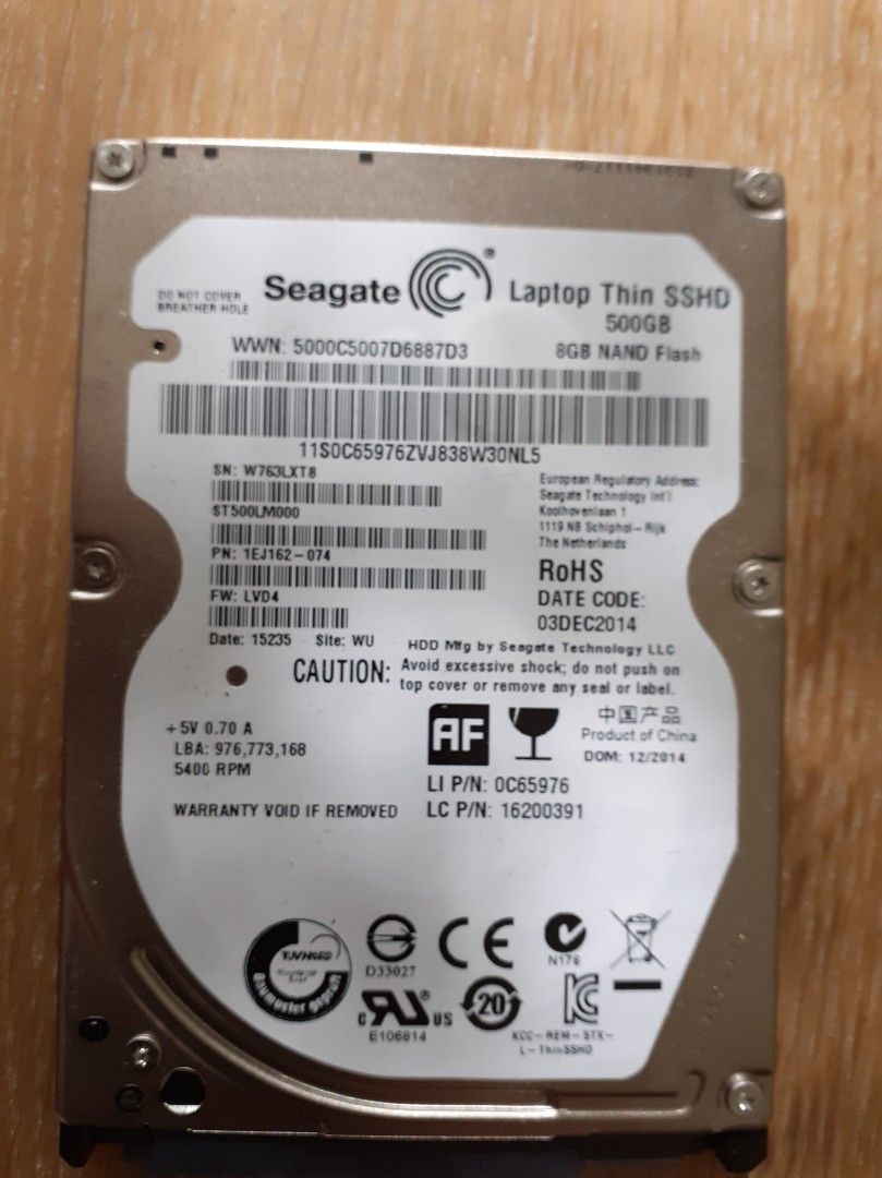 Seagate laptop thin SSHD 500 Gb (8GB NAND Flash) kovalevy