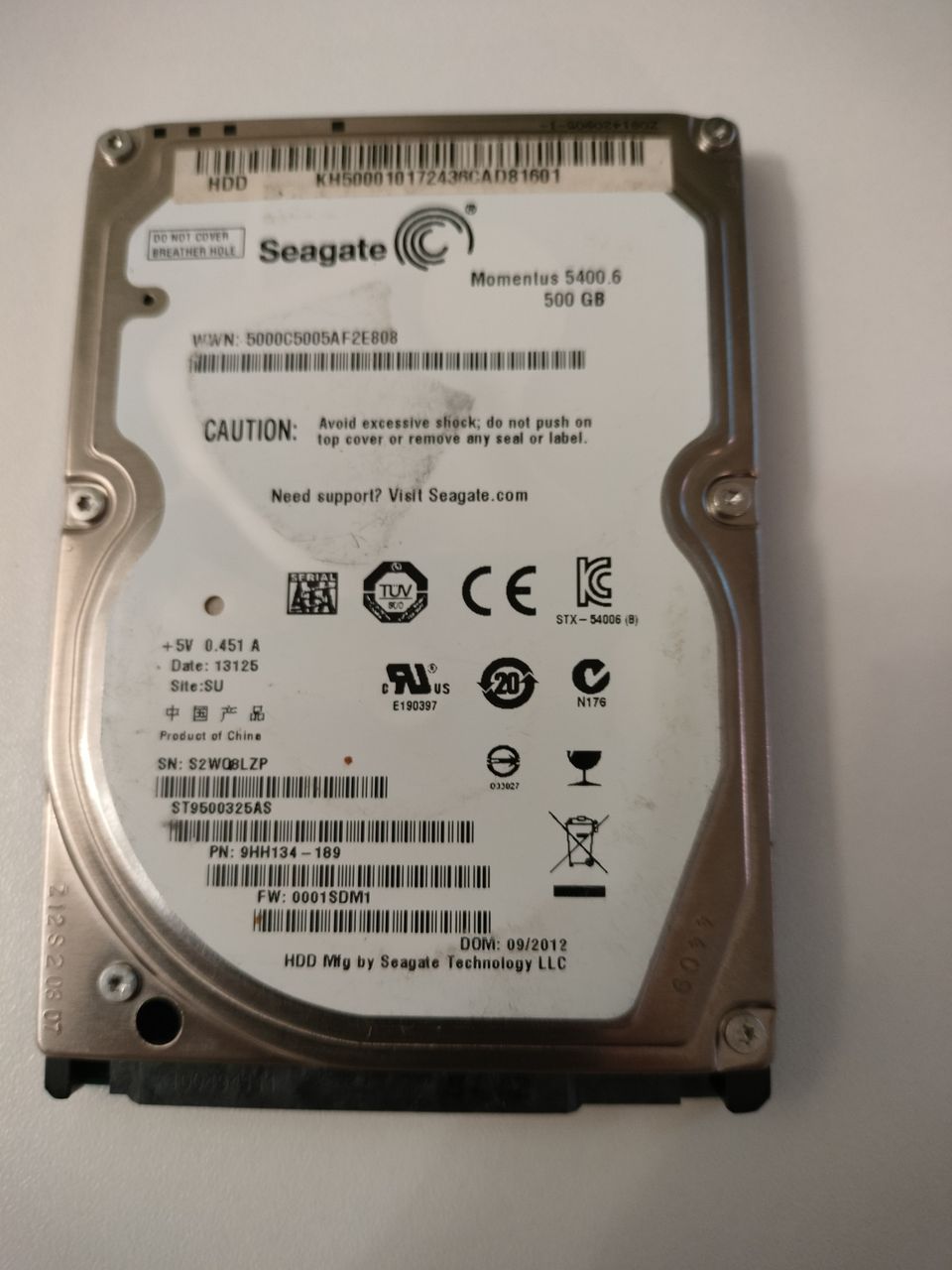 Seagate 2,5" HDD 500GB SATA 5400RPM